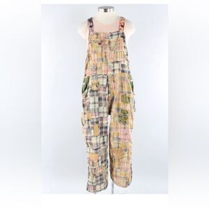 Magnolia Pearl Madras Patchwork Tropical Plaid Overalls One size NWT
